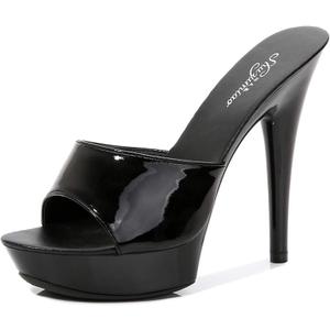 YIYA High Heeled Mules for Women Open Toe Stilettos Sandals Summer Platform High Heels Slides Dress Party Backless Shoes, Size 40