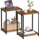 VASAGLE Side Tables Set of 2, Small End Table, Nightstand for Living Room, Bedroom, Office, Bathroom, Rustic Brown and Black ULET272B01