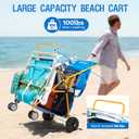 Old Bahama Bay Upright Beach Cart with Large Wheels for Sand, Wide Wheelbase, 100 lbs Capacity Beach Wagon with Insulated Cooler Bag, Mesh Body Board and Umbrella Holder