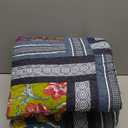 DECMAY 100% Cotton California King Quilt - Oversized King Bedspread, Handmade Real Patchwork Quilts for All Season, Lightweight Country Quilt Sets with 2 Pillowcase (Royal Blue)