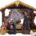 Traditional Christmas Nativity Scene Set with Stable, 12 Piece Resin Figurine Collection, Holiday Religious Decor (3.3inch)