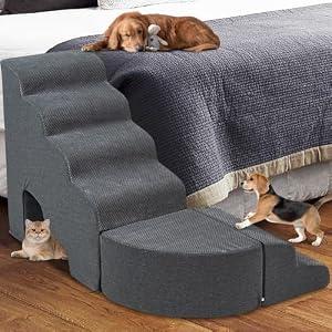 A.FATI Dog Stairs for High Beds up to 30-36inch, 6 Tiers Pet Steps for Dogs