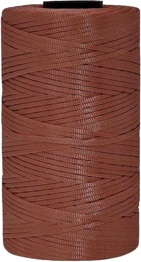 3mm x 218 Yards Flat Polyester Ribbon Yarn for Knitting and Crochet, Polypropylene Macrame Cord for Sun Hats, Bags, Purses, Shoes, Mat, DIY Crafts, Decorative Projects-Deep Brick