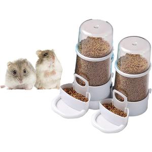 2 Packs Pet Feeder and Waterer, Self Dispensing Automatic Hamster Feeder, Food and Water Dispenser Set, Small Animal Dog Cat Pet Food Bowl, for Dogs Cats Pets Animals, 16x14cm, Blue (Clean)