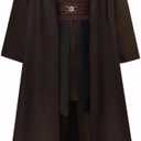 Men's Hooded Robe Cloak Tunic Costume Halloween Cosplay Costume Uniform Outfits (X-Large, Brown)