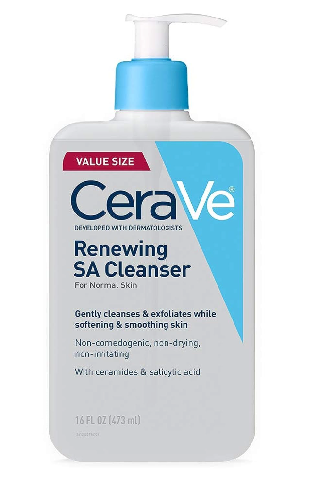 CeraVe Renewing Salicylic Acid Cleanser, Formulated With Hyaluronic Acid, Niacinamide, & Ceramides, Gentle BHA Exfoliating Face Wash Smooths & Softens Skin, Non Comedogenic & Fragrance Free, 16 Ounce