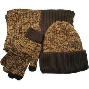 Hat Scarf Glove Set for Women, Winter Beanie Hat Scarf Gloves 3-Piece Knitted Set, Warm Scarf Hat Gloves Set Women (Brown-coffee Blend)