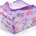 Tatuo 4 Pack Fleece Dog Blankets for Puppy Cats Multi-Size Sleep Mat for Pet Guinea Pig Soft Washable Warm Crate Bed Puppy Teething Toys Print Pattern Blanket Indoor(Purple,24 x 16 Inch,Paw)