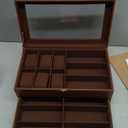 AUTOARK Leather & Velvet 6 Watch Box Jewelry Case and 9 Piece Eyeglasses Storage and Sunglass Glasses Display Drawer Lockable Case Organizer,Coffee,AW-178
