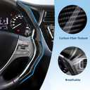Carbon Fiber Steering Wheel Cover with Anti-Slip Lining and Segmented Design 2pcs Universal Steering Wheel Protector for Men and Women, Car Interior Accessory (Black)