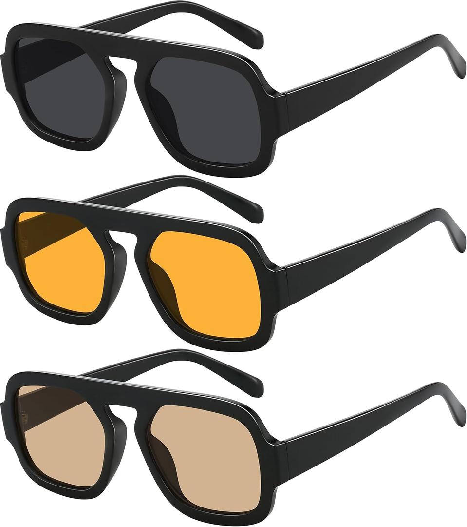 Square Aviator Sunglasses Womens - Trendy Sun Glasses for Women Men UV Protection Lightweight Comfortable Shades