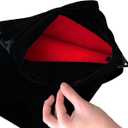 Large Black Velvet Drawstring Pouch, Red Velvet Lining Inside, 9 x 11.4 inches. Great Bag for Organizing and Storage at Home or When Traveling. Great for Gifts, Makeup, Jewelry, Game Accessories
