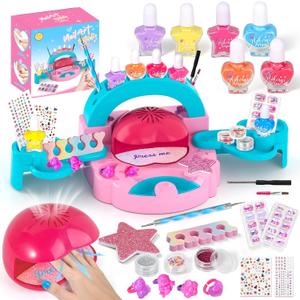 Kids Nail Polish Set for Girls, Christmas Birthday Gift for Girls 6 7 8 9 10 11 12 Years Old, Nail Art Toy with Dryer, Glitter Powder, False Nails, Nail Decals, Storage Case, Nail Art Kit Girly Stuff