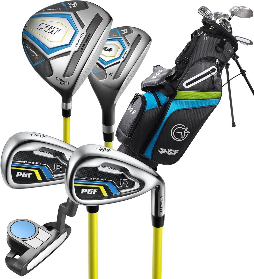 PGF Gold TP JR Kids Junior Golf Club Set  Lightweight Junior Golf Clubs with Stand Bag for Boys & Girls ([Ages 710][5056"])