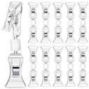 Colarr 50 Pcs Double Sided Sign Clips - Rotatable Mini Clip Clear Plastic Sign Holder Stand for Label Clothing Business Cards Retail