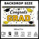 2 x Congrats Grad Banner 71x43 Inches Polyester Graduation Banner Class of 2026 White and Gold Graduation Photo Backdrop for Prom Parties and Celebrations Decorations with Ribboon