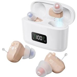 Hearing Aids Rechargeable for Seniors, Hearing Aid Amplifiers Devices with Noise Cancelling, Howling Suppression for Seniors and Adults mild to moderate hearing loss, Auto On/Off, Pair