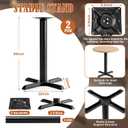 Leinuosen 2 Pack Heavy-Duty Table Base 22'' x 22'' Cast Iron X-Base with 3" Dia. Bar Height Column, 500 Lbs Capacity, for Restaurant Cafe Dining Tables