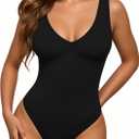TRENLIVER Womens Sexy Plunge Deep V Neck Thong Bodysuit Backless Sleeveless Tank Top Body Suit Going Out Summer Tops 2026 Black M