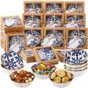 Teenyyou 48 Sets Wedding Favor for Guests Small Ceramic Bowls, Blue Floral, Bowls: approx. 3.35 x 1.38 inches