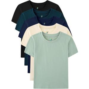 Boys T-Shirts 5 Pack,100% Cotton Jersey Short Sleeve Crew Neck Shirts for Boys School, Daily and Sports Wear 4-16 Years, Size M