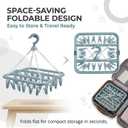 Clothes Drying Hanger with 32 Clips and Drip Foldable Hanging Rack (Light Blue)