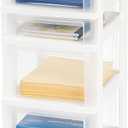 IRIS USA Plastic Drawer Storage Organizer Rolling Cart, with Wheels Casters, 4-Drawers, for Classroom Art Craft Supplies Dresser Closet Bathroom Laundry Room, White/Clear