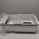 Enclosed Stainless Steel Cat Litter Box with Lid Extra Large Litter Box for Big Cats XL Metal Litter Pan Tray with High Wall Sides Enclosure, Non-Sticky, Anti-Leakage, Easy Cleaning (6 Deep, Light Grey & Sliver)
