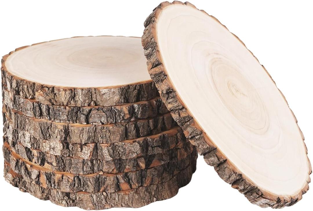 ilauke 8Pcs Unfinished Round Wood Slices 8-9Inch Wood Slices for Centerpieces, Natural Willow Wood Slabs Rustic Table Decor, Perfect for Wedding Decor and DIY Craft Projects