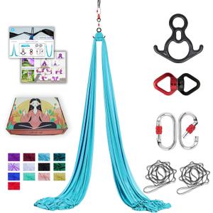 Aerial Silks 11 Yards Aerial Silks For Home Aerial Yoga Swing Aerial Yoga Hammock Swing Aerial Silk For Gymnastics (SKY BLUE)