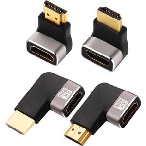 8K HDMI Eblow 4-Pack HDMI Right Angle Adapter 90 and 270 Degree Gold Plated, Support 8K@60Hz,4K@120Hz,HDR,eARC for PC Laptop HDTV Switch