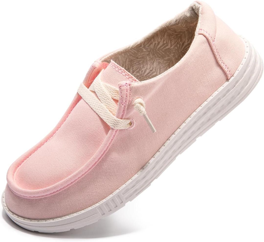 Womens Slip On Loafer Outdoor Sneakers Causal Low Top Canvas Flat Comfortable Fashion Walking Shoes (7, Pink)