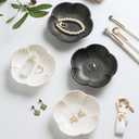 2 x Ring Holder Dish, Key Bowl, Ceramic Jewelry Tray, Trinket Dish, Decorative Plate for Friend Sister Mother Daughter (white)