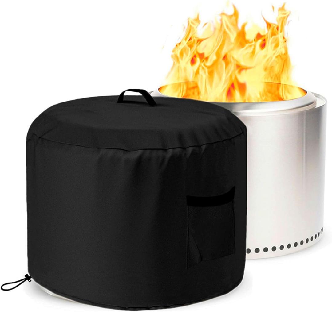 Round Smokeless Fire Pit Cover for Stove Bonfire, Falezern Stove Bonfire Shelter Cover Outdoor Waterproof, Dustproof and Windproof, Compatible with Solo Stove and more, 22"D X 16"H (M)