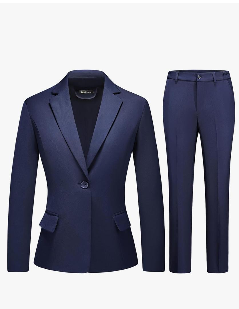 Women's Business Solid Suit 2 Piece Slim Fit Classic Blazer Pants Set for Women Formal Office XL