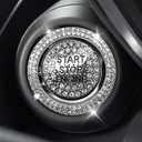 2PCS Rhinestone Push Start Button Cover Bling Car Accessories for Women, Sparkly Diamond Push to Starter Stop Button Decorative Cover, Key Ignition Knob Ring Crystal Emblem Sticker(White)
