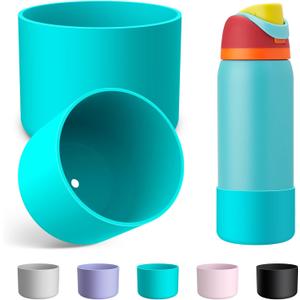 2 x 2PCS Silicone Water Bottle Boot for Owala 24oz 32oz 40oz, Anti-Slip Protective Sleeve Bottom Bumper Protector for FreeSip, Twist, and Flip Stainless Steel Water Bottles (Blue)