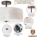 Bargeni Semi Flush Mount Ceiling Light Fixture,16 inch Drum Flush Mount Ceiling Light,Modern Light Fixtures Ceiling Mount with Oil Rubbed Bronze Finish,Semi Flush Ceiling Light for Bedroom,Living Room