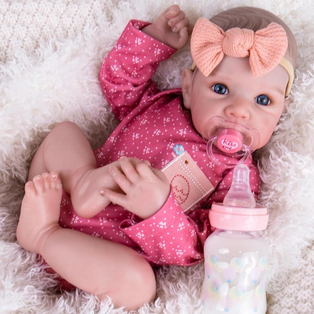 Aori Reborn Baby Dolls Girl - 20 Inch Realistic Newborn Lifelike Baby Doll with Hand-Painted Features & Weighted Cloth Body - Cuddle Companion Doll, Gift for Seniors, Collectors & Kids 3+ (Pink)