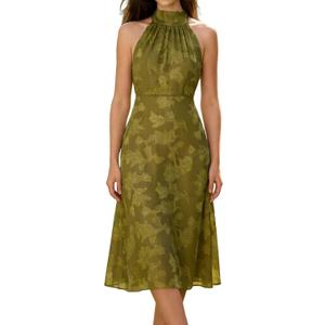RIHOAS Women Casual Dress Halter Neck Sleeveless Floral Print Flowy A-Line Midi Sundress Beach Vacation Summer Dress (XS)