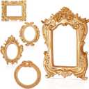 5 Pieces Vintage Resin Picture Frame Antique Vintage Photo Frame Mini Oval Rectangle Gothic Frames Hanging Photo Frame for Home Wall Jewelry Display Hotel Decor, Without Glass or Backing