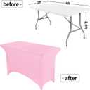 Peomeise 4FT Spandex Table Cover Rectangular Stretch Spandex Tablecloth (Pink,4FT)