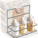 Livabber Napkin Holder, Metal Napkin Storage with Salt and Pepper Shakers Caddy Modern Napkin Dispenser for Table Kitchen Countertop, Not Including Salt and Pepper Shakers (Middle Marble, Chrome)