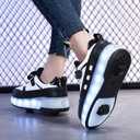 Roller Skate Shoes for Boys and Girls Kids LED Light Up Fashion Sneakers with Rechargeable and Detachable Wheels The Gift for Party Birthday Christmas Day (Black, S)