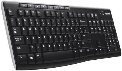 Logitech K270 Wireless Keyboard for Windows, 2.4 GHz Wireless, Full-Size, Number Pad, 8 Multimedia Keys, 2-Year Battery Life, Compatible with PC, Laptop, Black
