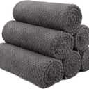 HOMEXCEL Gym Towels 6 Packs, (16x27 inches) Highly Absorbent Yoga Towel, Ultra Soft Hand Towels for Daily Use, Fast Drying Microfiber Workout Towels for Gym, Spa, Fitness, Camping, Hotel (Grey)