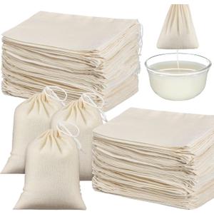 100 Pieces Cheesecloth Bags for Straining Reusable Tea Filter Muslin Bags Cold Brew Milk Tea Filter Strainer Cheese Clothes Cheese Clothbags for Office Kitchen Cooking (4 x 6 Inch)