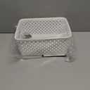 Simplify Medium Resin Wicker Tote | Storage Bin | Plastic Organizer | Carrying Handles | Bathroom | Pantry | Accessories | Cleaning Products | White