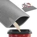 35" x 30" Cat Litter Mat - Ultra-Large Litter Box Mat with Double Layers, Urine-Proof and Non-Slip Litter Trapping Mat, Easy to Clean Kitty Litter Mats for Floor, Scatter Control, Grey