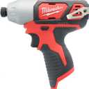 Milwaukee 2462-20 M12 1/4 Inch Hex Shank 12 Volt Lithium Ion Cordless 2,500 RPM 1,000 Inch Pounds Impact Driver w/ LED Light and Fuel Gauge (Battery Not Included, Power Tool Only) 